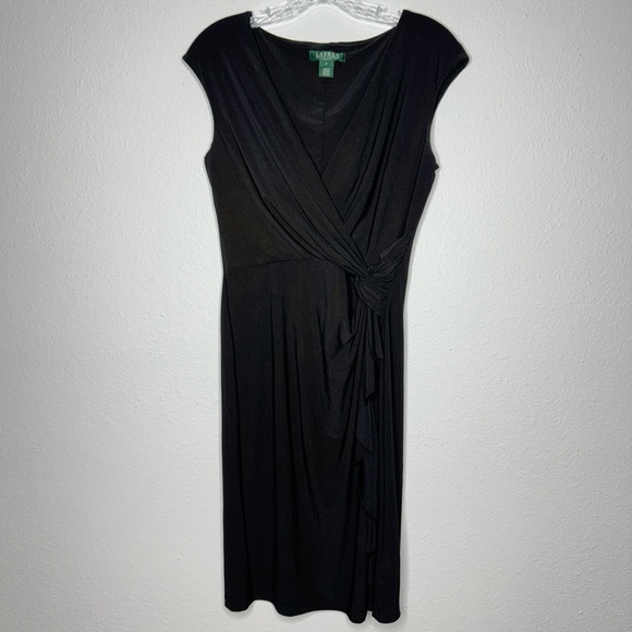 Lauren‎ Ralph Lauren Classic Black Dress Mini Short Womens Size 6 Stretchy - Picture 1 of 9